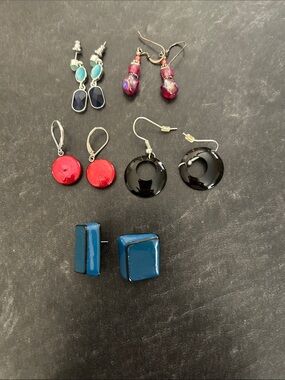 Assorted Women's Drop Earrings - Red, Black, Blue, Teal
